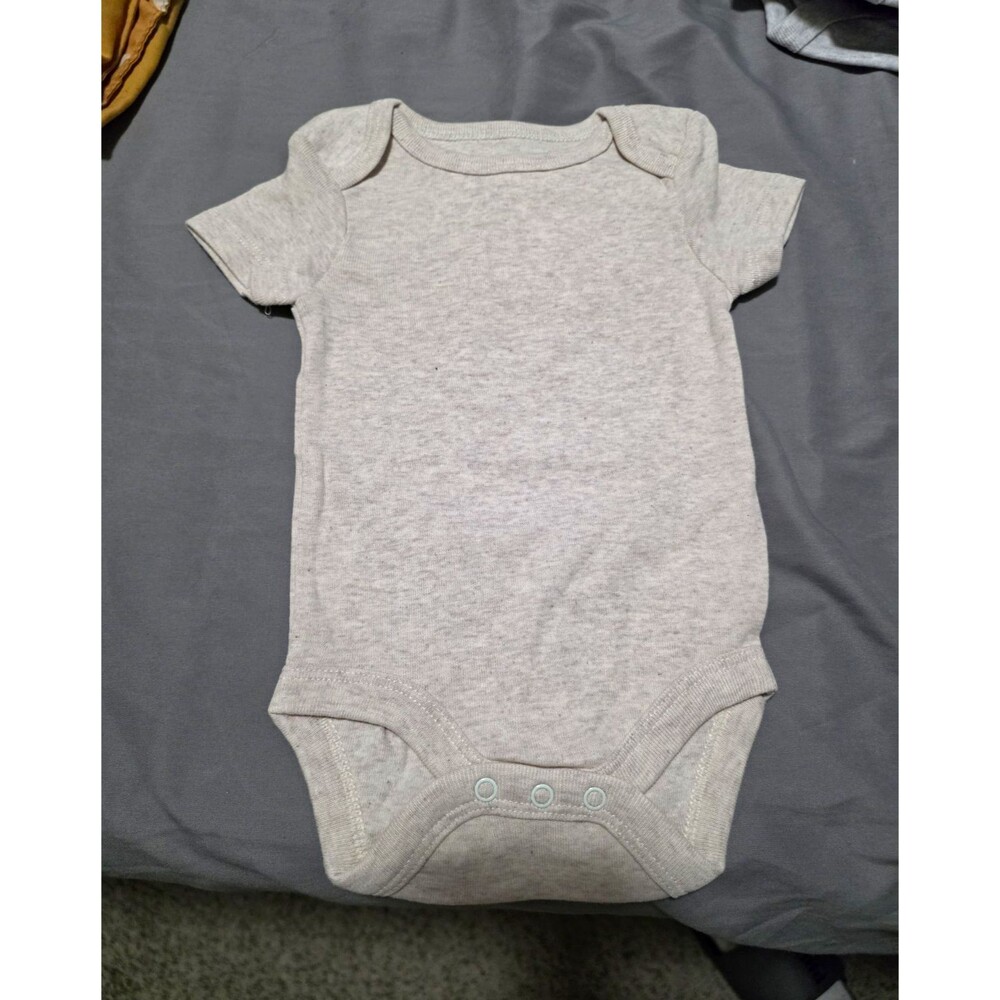 Newborn Cotton Knit Snap Bodysuit Short Sleeve Gray w/ Pants 2pc Set 0-3m